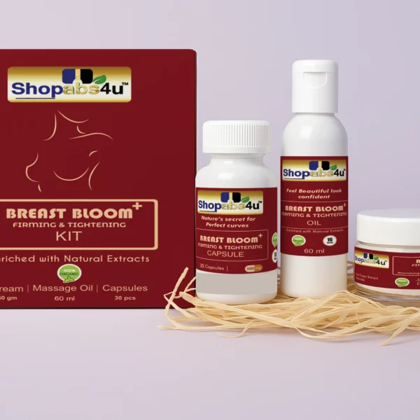 Breast Bloom+ Kit | Firming Oil ( 60Ml), Cream ( 50Gm) & Herbal Capsules (30 Pc) | 3-in-1 Ayurvedic Breast Care System for Lift, Tone & Nourishment