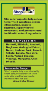 Piles Relief+ Capsules – 500 mg (30 Caps) | Ayurvedic Capsules for Bleeding, Pain & Constipation Relief - Image 3